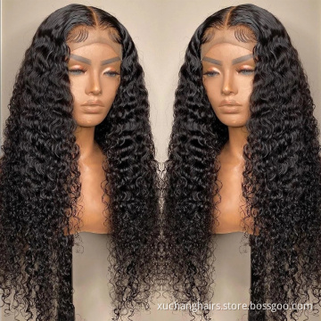 Wholesale virgin remy brazilian hair waterwave wig front lace wig naturel african wigs black women